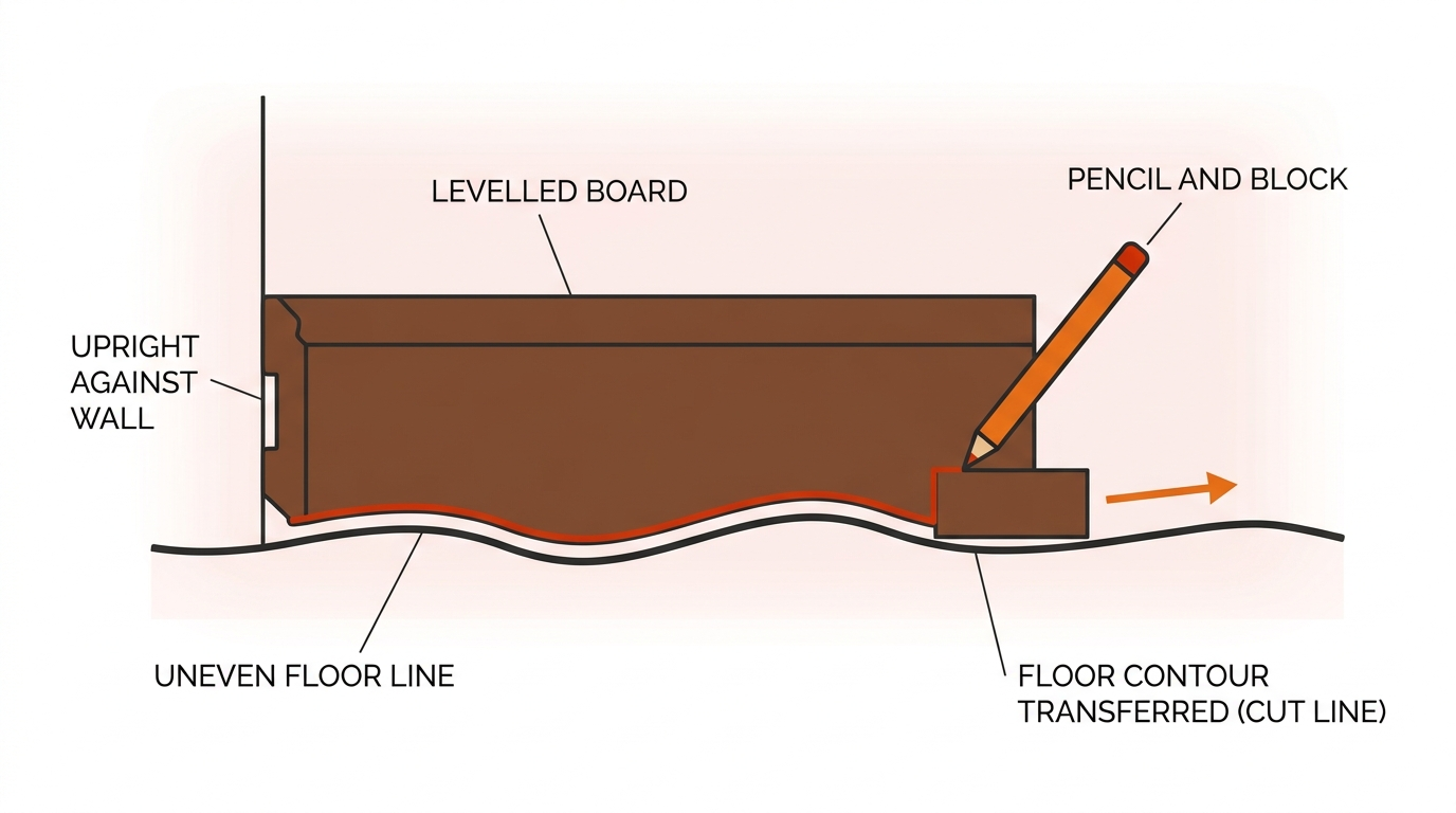 Cutting Skirting Board on the Wall